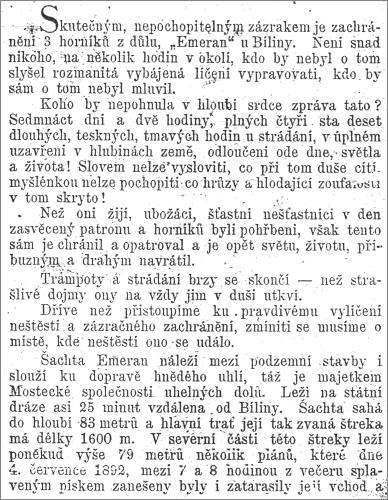 Záchrana horníků v dole Emeran - 1. strana